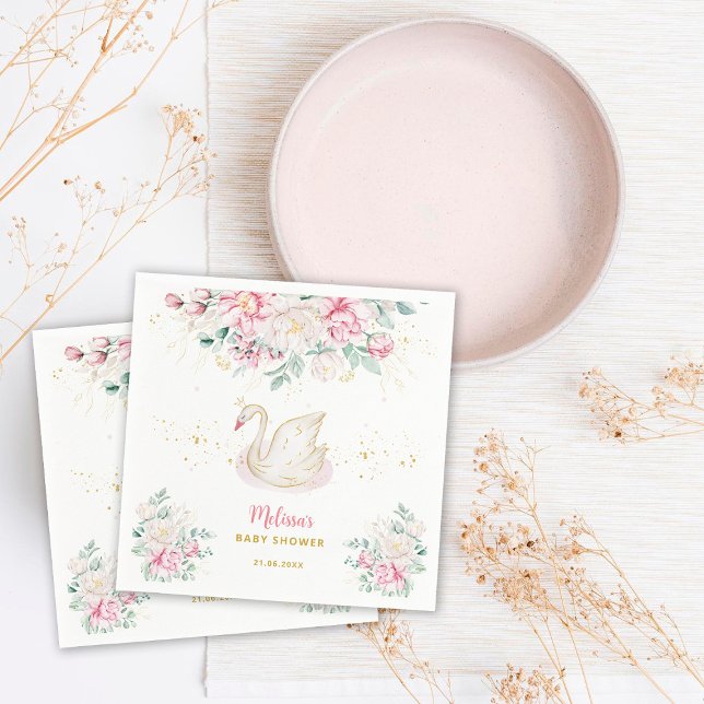Princess Swan Baby Shower Napkin (Creator Uploaded)