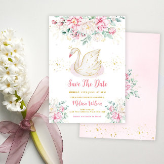 Princess Swan Baby Shower Save The Date card