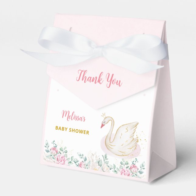 Princess Swan Baby Shower Thank You Favour Box (Front Side)