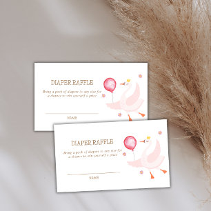 Princess Swan Balloon Diaper Raffle Baby Shower  Enclosure Card