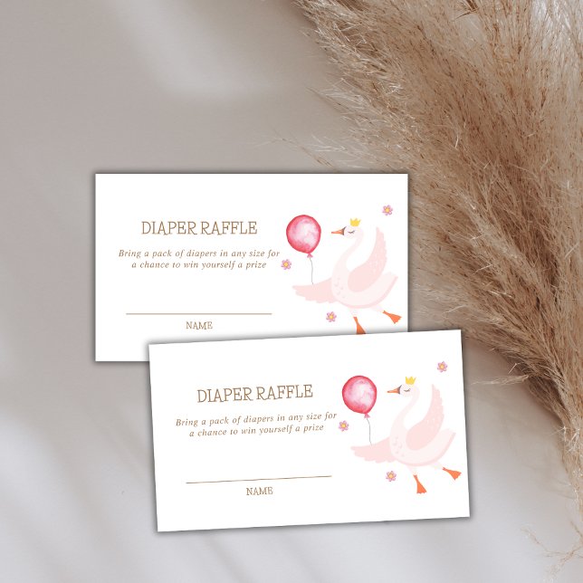 Princess Swan Balloon Diaper Raffle Baby Shower  Enclosure Card (Princess Swan Balloon Diaper Raffle Baby Shower Enclosure Card)