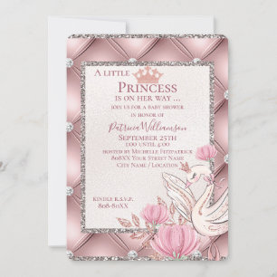 Princess Swan on Glamourous Pink with Diamonds Invitation