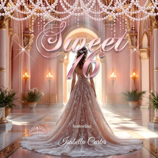 Princess Sweet 16 Birthday Party Blush Pink Invitation (Creator Uploaded)