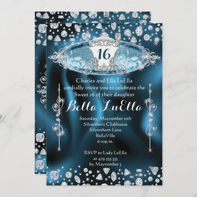Princess Sweet 16 Bling Party Invitation (Front/Back)