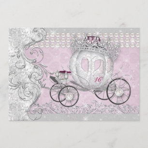 Princess Sweet 16 Quince Anos Bling Carriage Invitation
