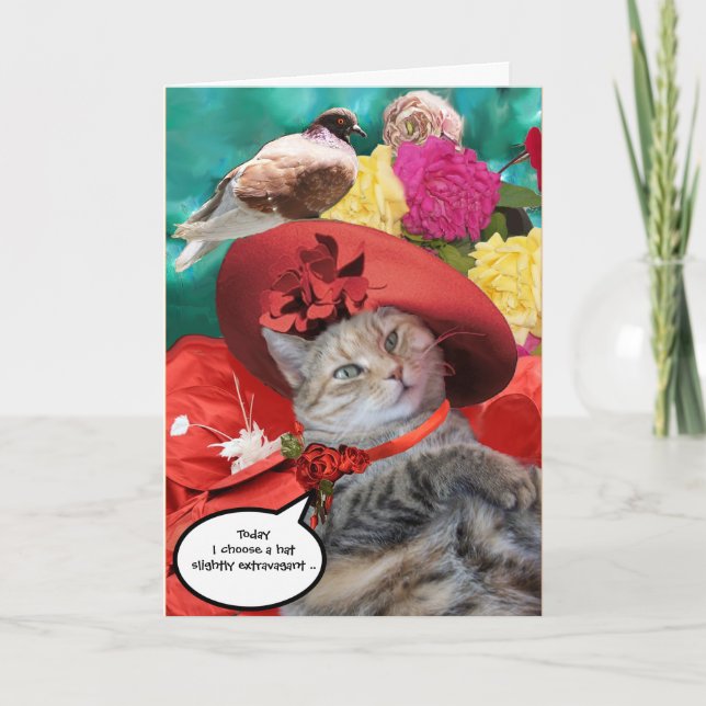PRINCESS TATUS CAT,RED HAT AND PIGEON Mother's Day Card (Front)