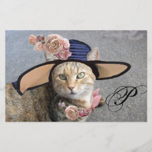PRINCESS TATUS /ELEGANT CAT,BIG DIVA HAT AND ROSE STATIONERY