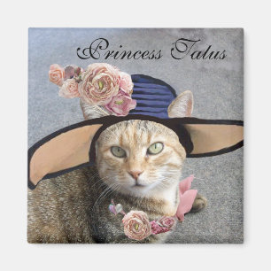 PRINCESS TATUS /ELEGANT CAT,BIG DIVA HAT AND ROSES MAGNET