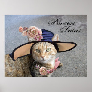 PRINCESS TATUS /ELEGANT CAT,BIG DIVA HAT AND ROSES POSTER