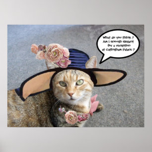 PRINCESS TATUS /ELEGANT CAT,BIG DIVA HAT AND ROSES POSTER