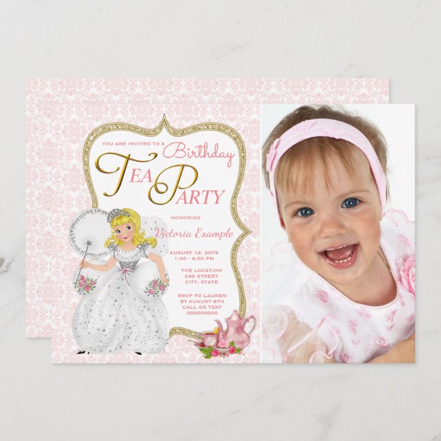 Princess Tea Party Birthday Party Invitation (Front/Back)