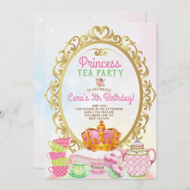 Princess Tea Party Birthday Party Invitation (Front/Back)