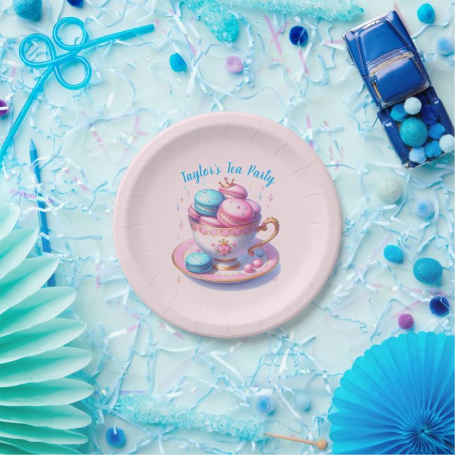 Princess Tea Party With Macaroons Paper Plate (Party)