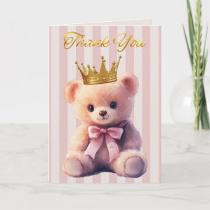 Princess Teddy Bear Thank You Card