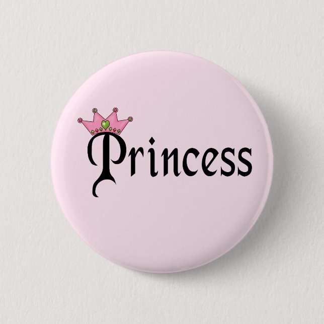 Princess Text with Crown 6 Cm Round Badge (Front)