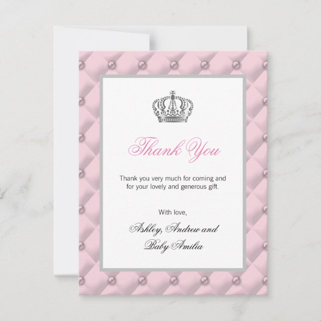 Princess Thank You Baby Shower Birthday Pink (Front)