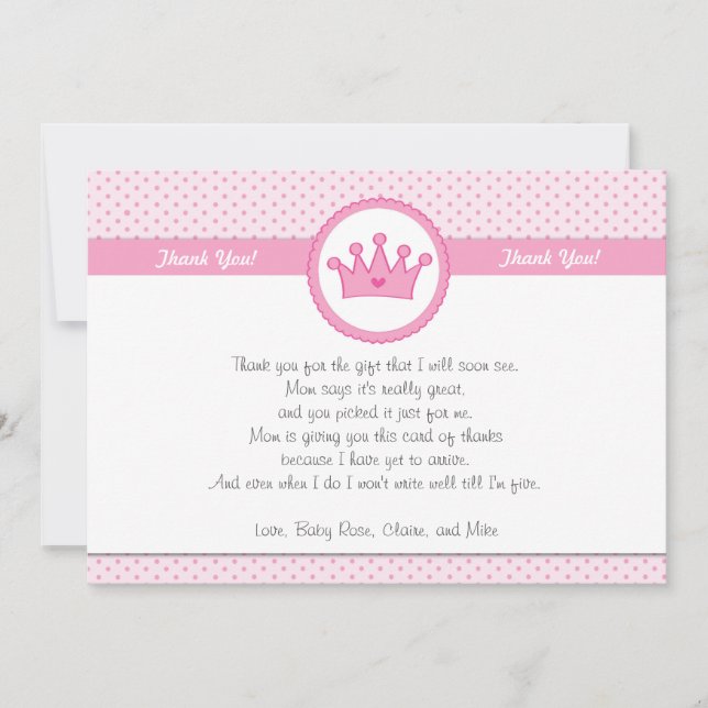 Princess Thank You Card Note (Front)