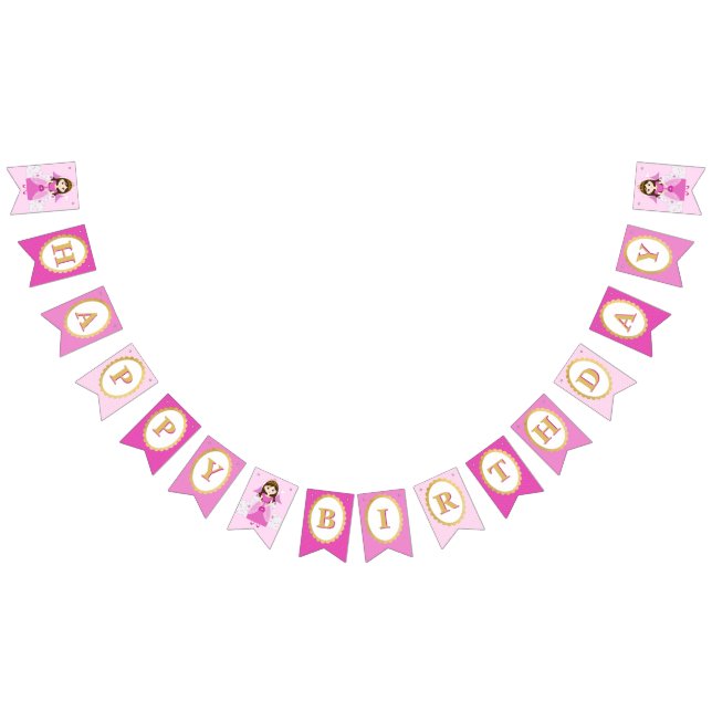 Princess Theme Birthday Girl Party Pink Bunting (All)