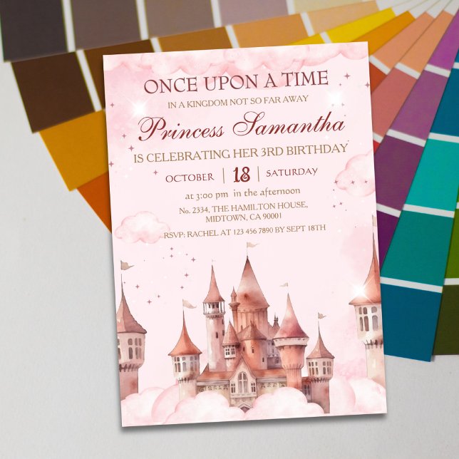 Princess third Birthday magical fairy tale castle Invitation (Creator Uploaded)