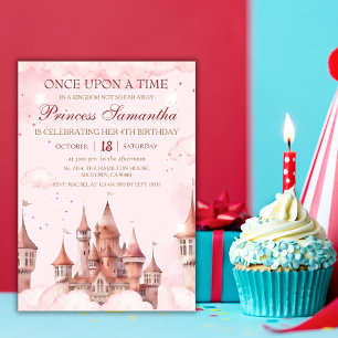 Princess third Birthday magical fairy tale castle Invitation