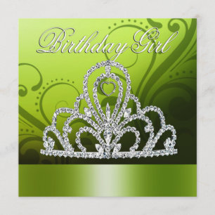 Princess Tiara Birthday Girl (lime) Invitation