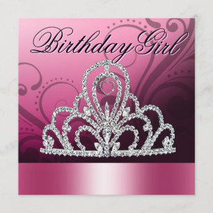 Princess Tiara Birthday Girl (pink) Invitation