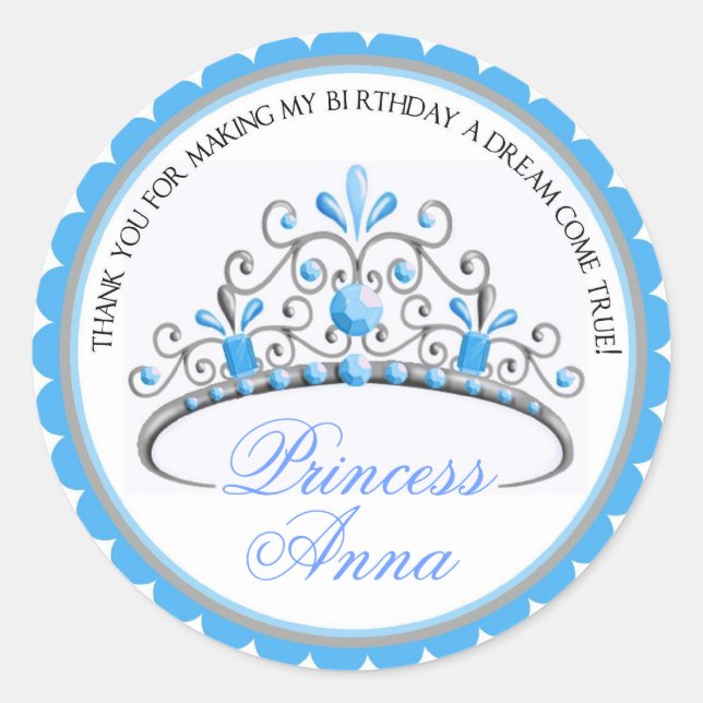 Princess Tiara Birthday Stickers (Front)