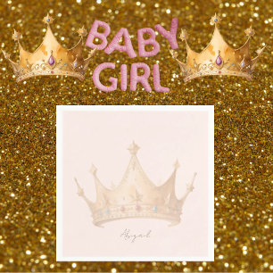 Princess Tiara Blush Baby Shower Personalised  Napkin