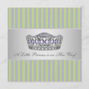 Princess Tiara Green Purple Girl Baby Shower Invitation