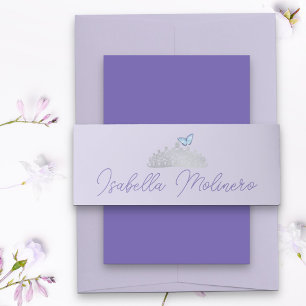 Princess Tiara Light Purple and Silver Invitation Belly Band