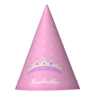 Princess tiara on light rose gold party hat