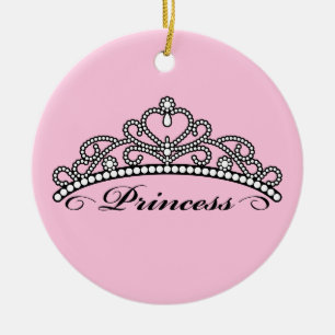 Princess Tiara Ornament (pink background)
