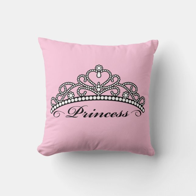 Princess Tiara Pillow (pink background) (Front)