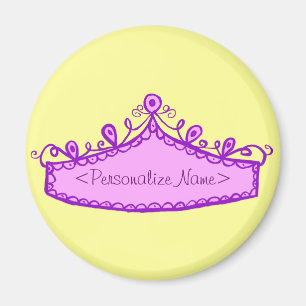Princess Tiara Pink Crown Custom Name Magnet