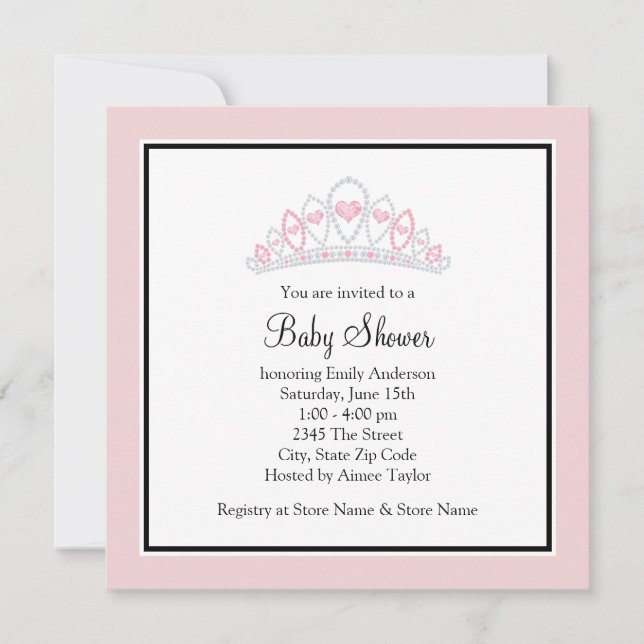 Princess Tiara Pink Princess Baby Shower Invitation (Front)