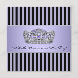 Princess Tiara Purple Black Baby Girl Shower Invitation