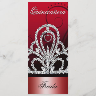 Princess Tiara Quinceanera (deep red) Invitation