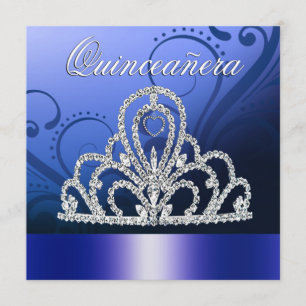 Princess Tiara Quinceanera (indigo blue) Invitation
