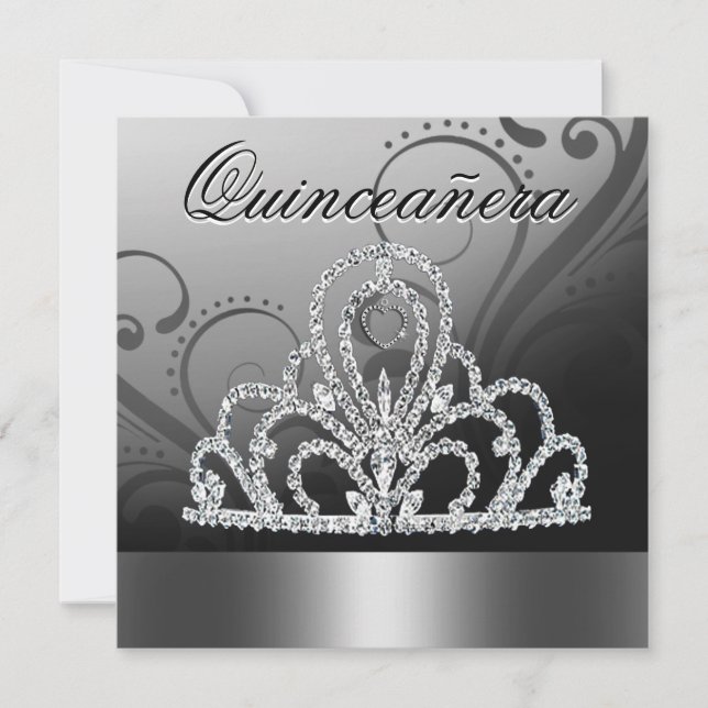 Princess Tiara Quinceanera (silver) Invitation (Front)