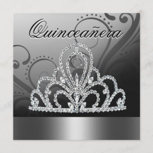 Princess Tiara Quinceanera (silver) Invitation