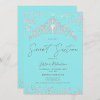 Princess tiara silver glitter navy photo Sweet 16