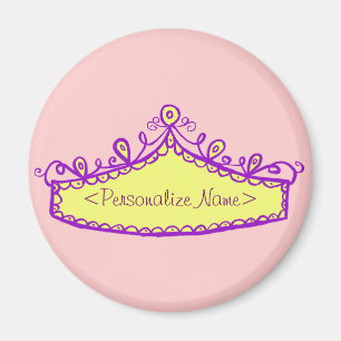 Princess Tiara Yellow Crown Custom Name Magnet