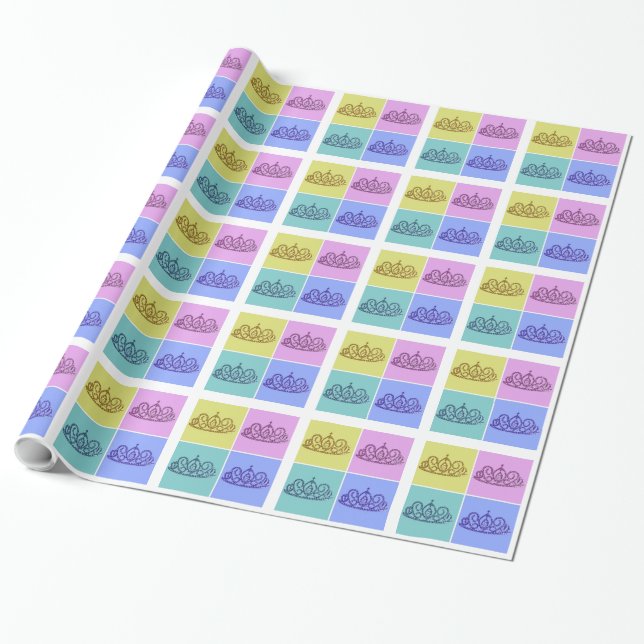 Princess Tiaras Wrapping Paper (Unrolled)