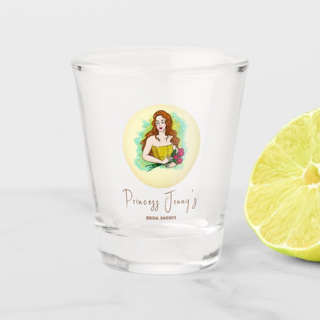 Princess To Queen Bridal Shower Shot Glass (Front)