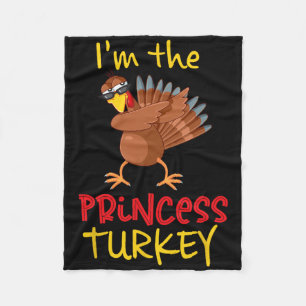 Princess Turkey Matching Family Group Thanksgiving Fleece Blanket