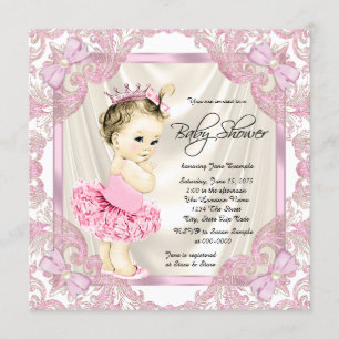 Princess Tutu Pearls Ballerina Baby Shower Invitation