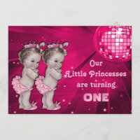 Princess Twins Pink Disco Ball 1st Birthday