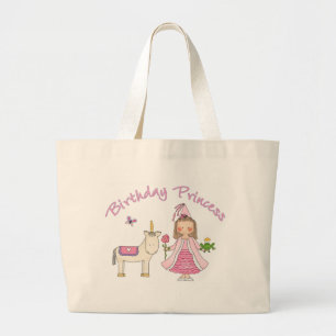 Princess Unicorn Birthday Girl Large Tote Bag