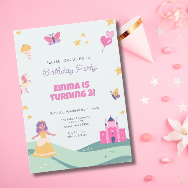 Princess Unicorn Birthday Party Invitation  (Creator Uploaded)