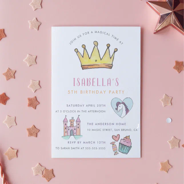 Princess Unicorn & Castle Fairytale Birthday Party Invitation | Zazzle